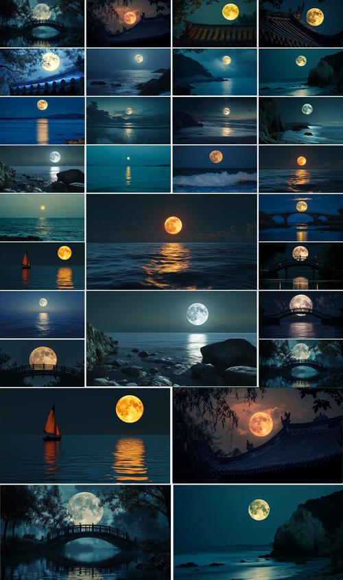 月亮夜景视频素材