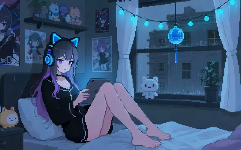 昏暗房间里孤独少女(像素)1.63
