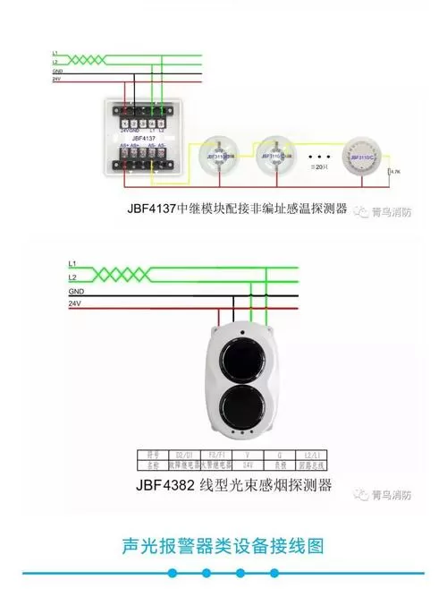 青鸟光束感烟探测器接线图