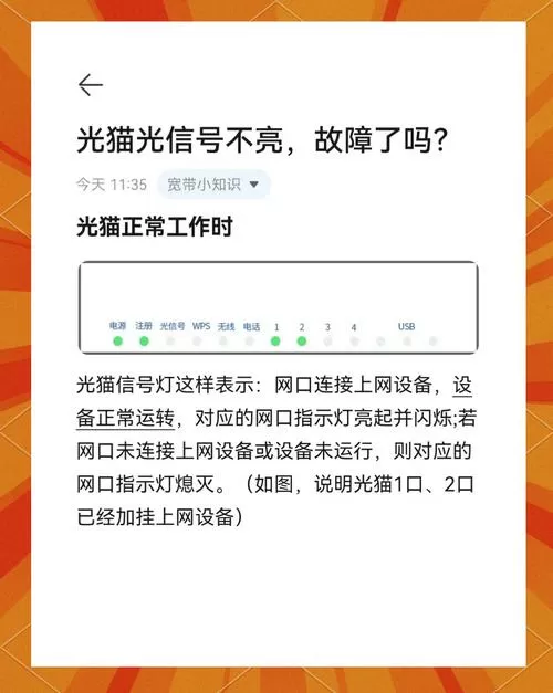 光猫上光信号灯不亮是什么原因