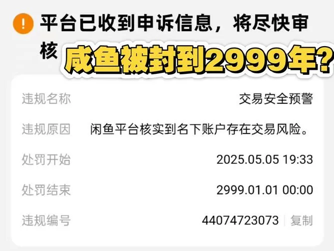 闲鱼永久封号2999年怎么解封