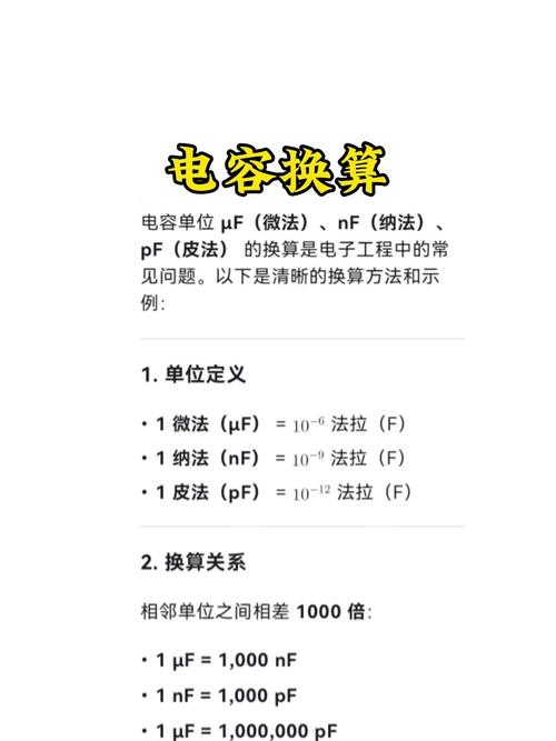 电容的基本单位以及各单位之间的转换关系提米版