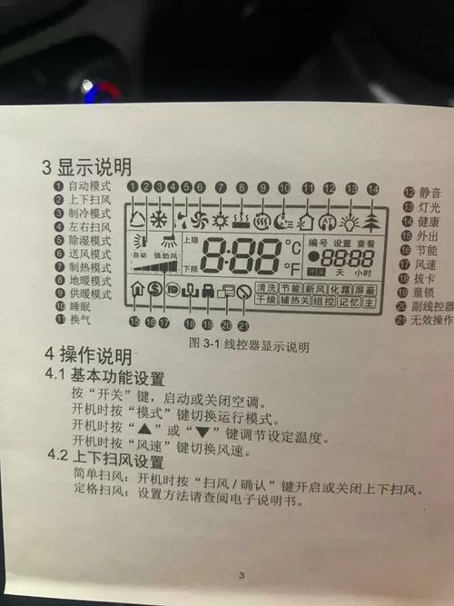 格力风管机控制面板功能介绍