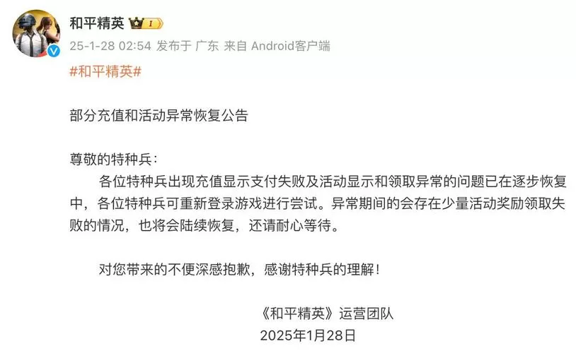 和平精英ios充值不了