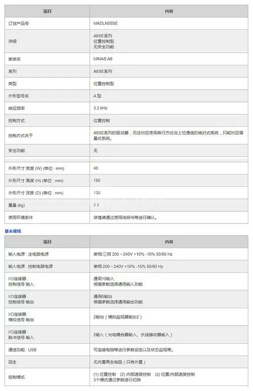 松下驱动器参数设置表