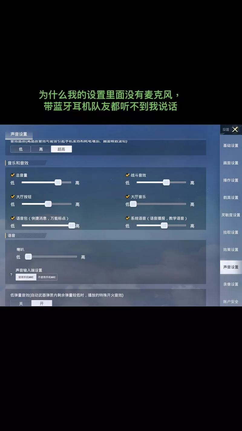 和平精英更新后没有麦克风设置