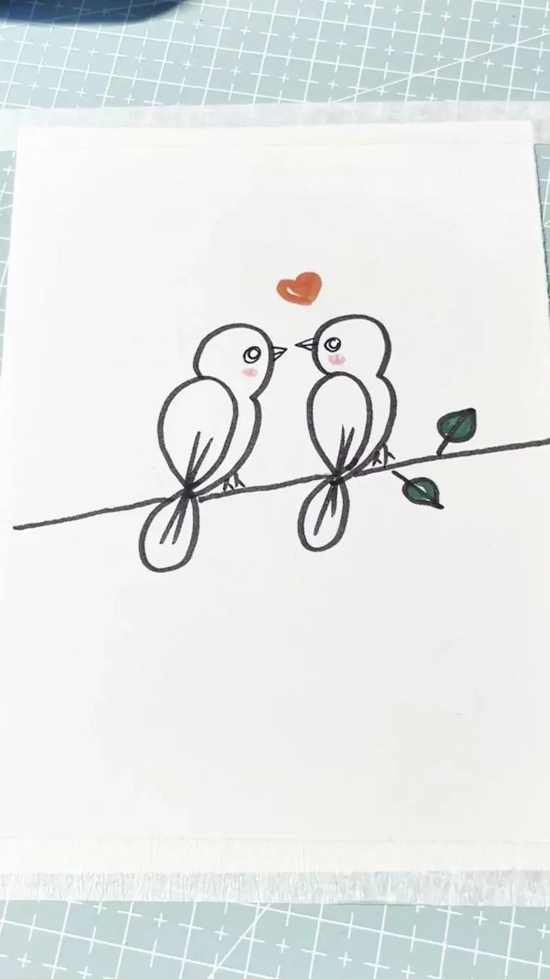 比翼鸟简笔画图片