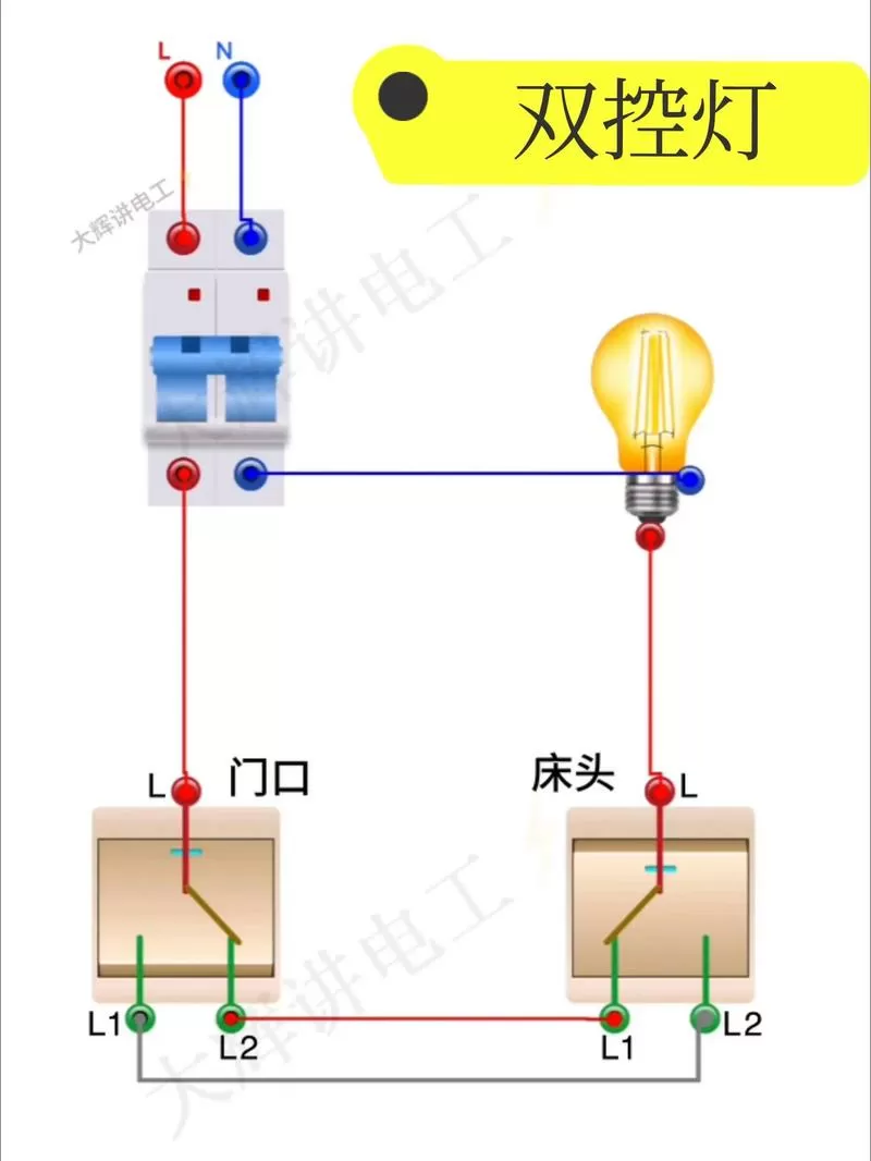 单开双控接线图