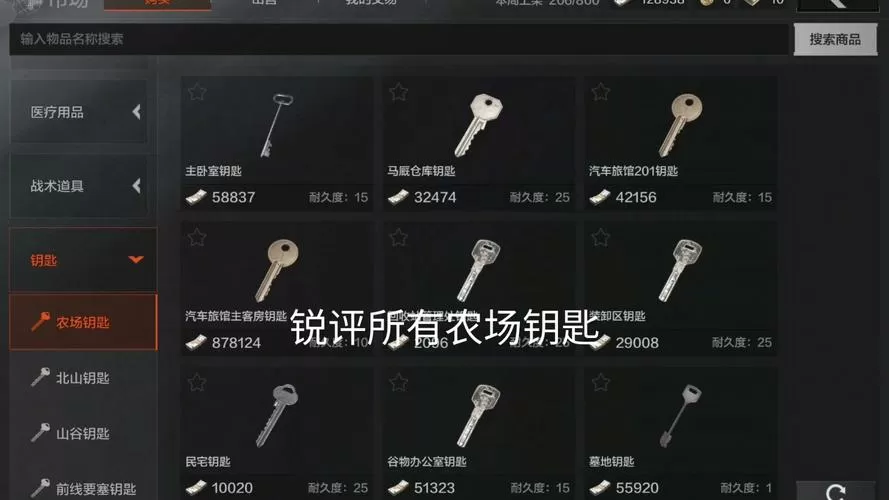 暗区突围所有钥匙
