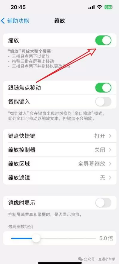 苹果手机锁屏放大了怎么缩回去