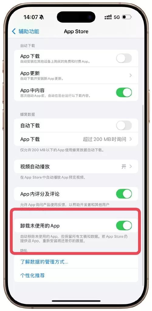 苹果卸载未使用app是什么意思