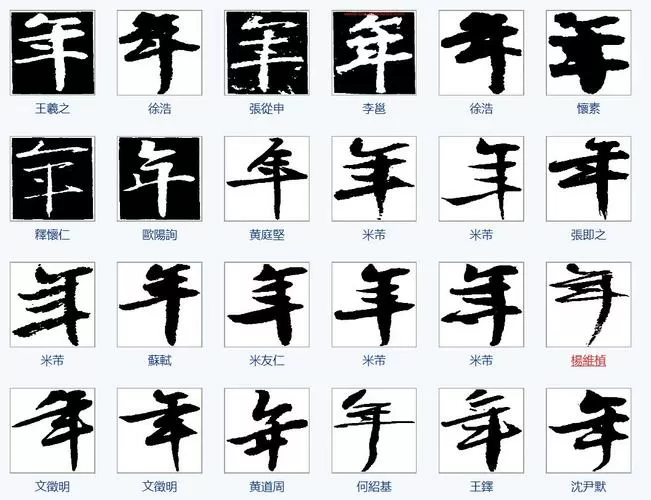 年字的行书写法图片大全