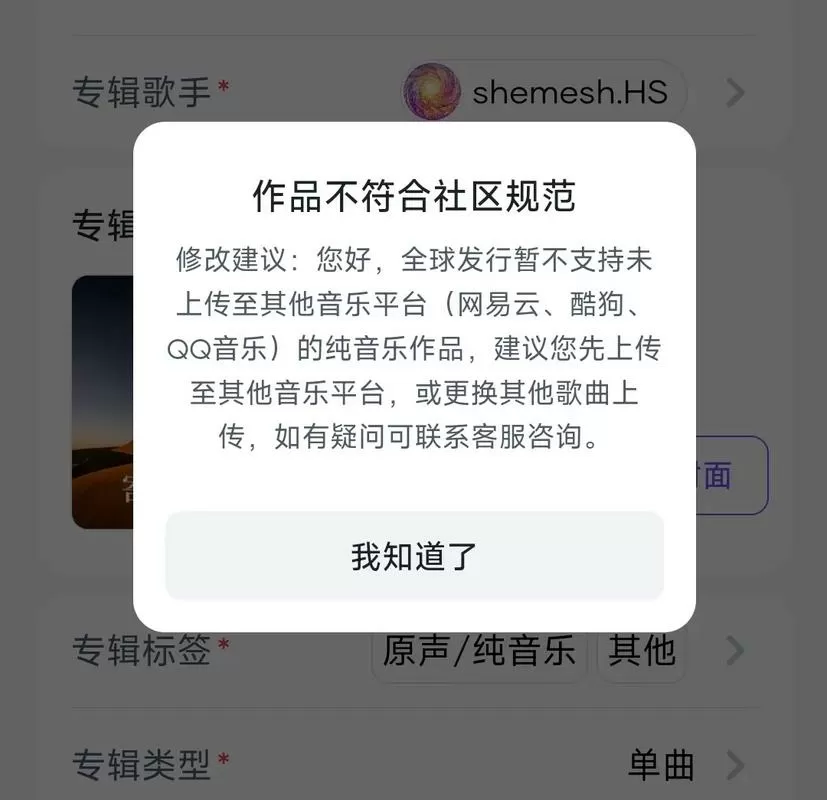 音乐作品审核不通过的原因