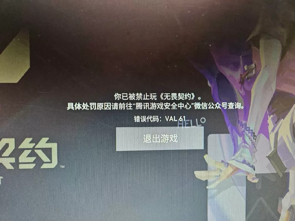 游戏行为异常封1天无畏契约