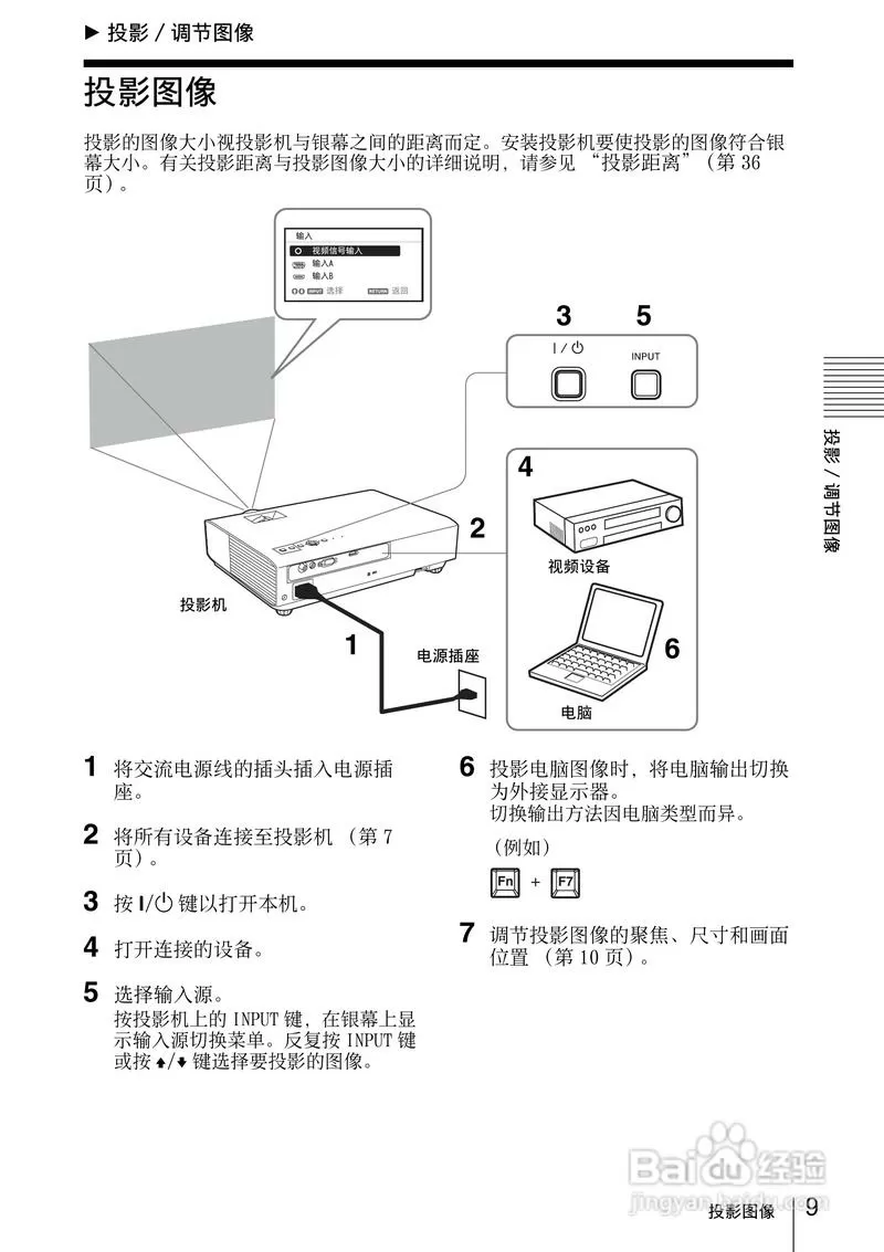 sony投影仪使用方法图解