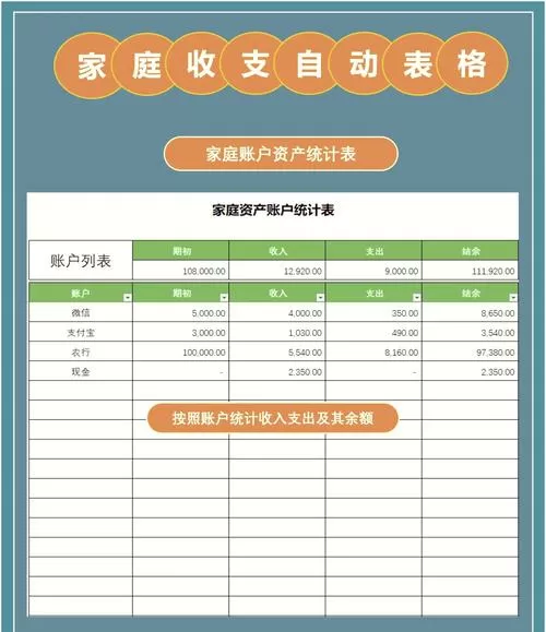 家庭账单表格明细模板