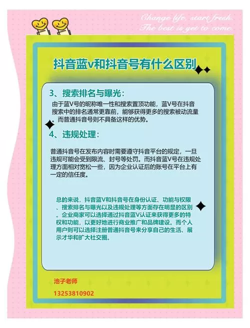 抖音普通企业号和蓝v的区别