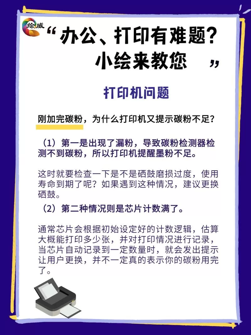 打印机提示碳粉不足还能用多久