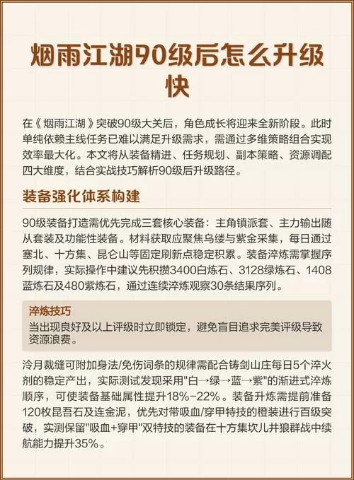 烟雨江湖怎么升级快