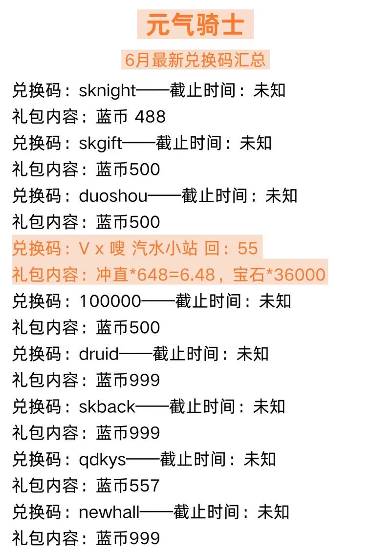 元气骑士最新版兑换码