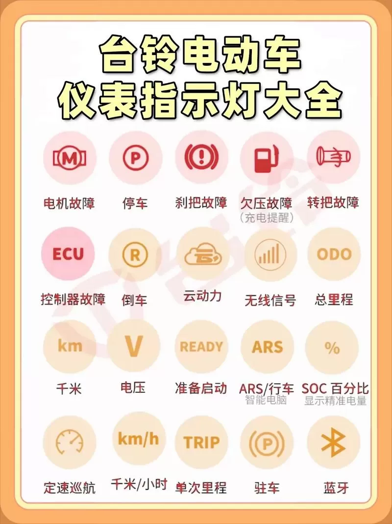 台铃电动车显示屏图标说明