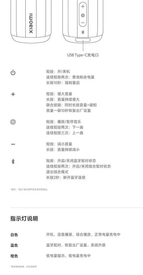 小米蓝牙音箱使用说明书图片