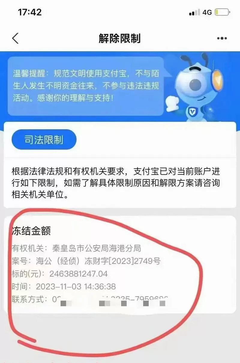 支付宝限制支付多久自动解封