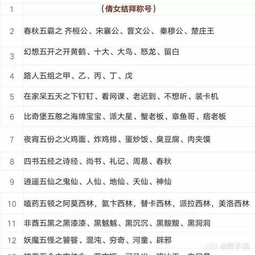 倩女幽魂手游五人结拜称号大全
