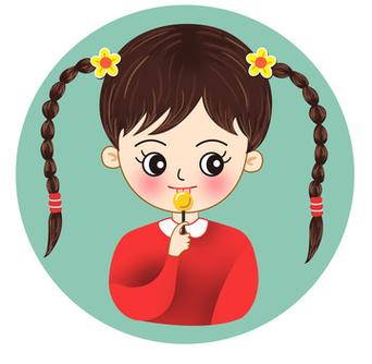 微信表情扎辫子小女孩