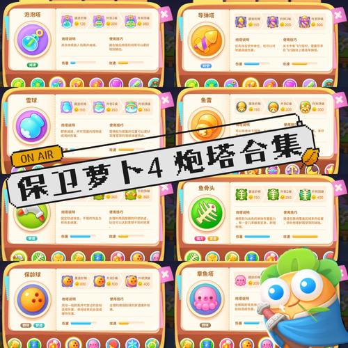 保卫萝卜4所有炮塔图鉴