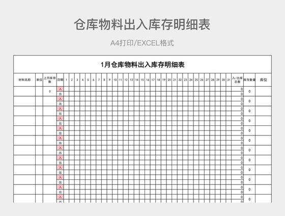 仓库明细表模板加速永久
