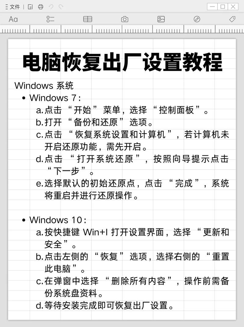 电脑恢复出厂设置步骤