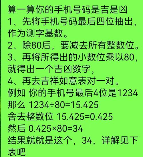 手机号码吉凶测试对照表福利版