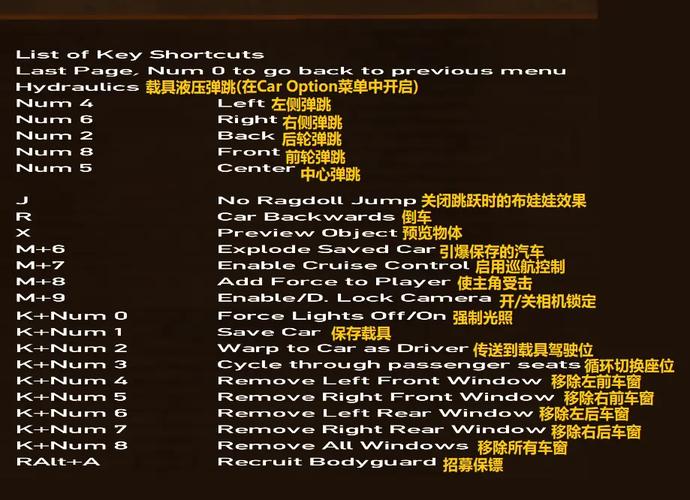 gta4内置修改器说明