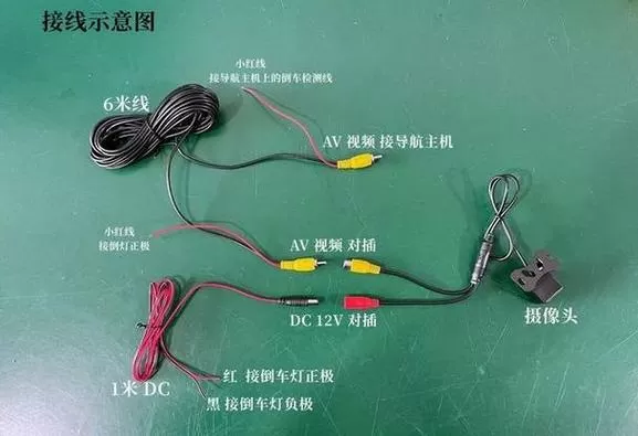 倒车摄像头五根线图解接法