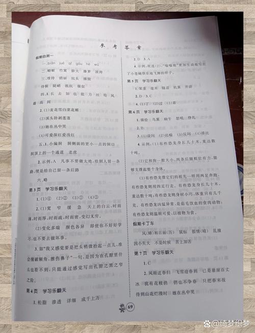 小学作业答案大全