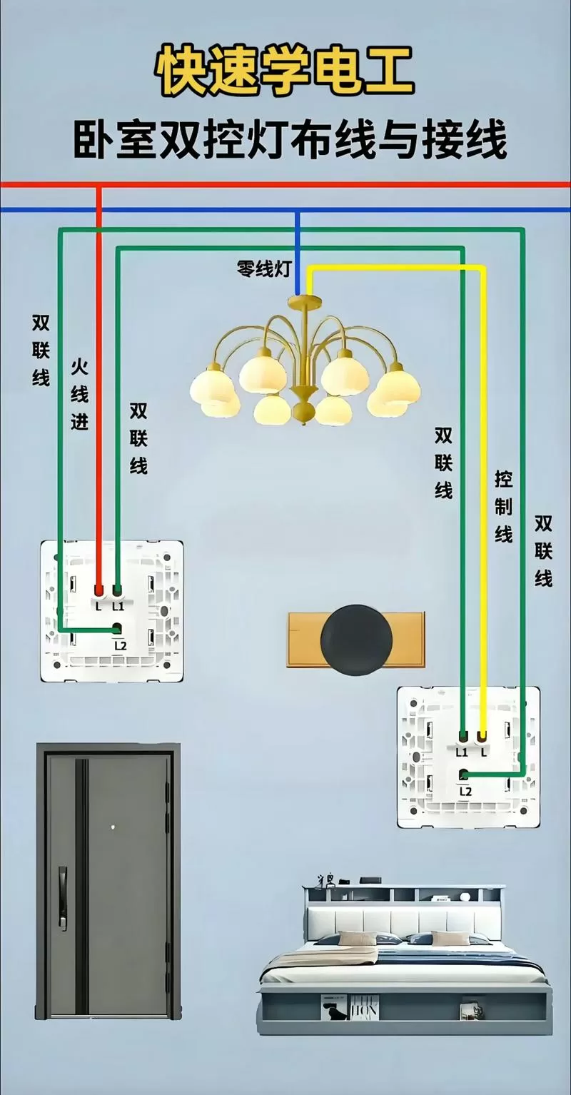 卧室开关双控怎么接线