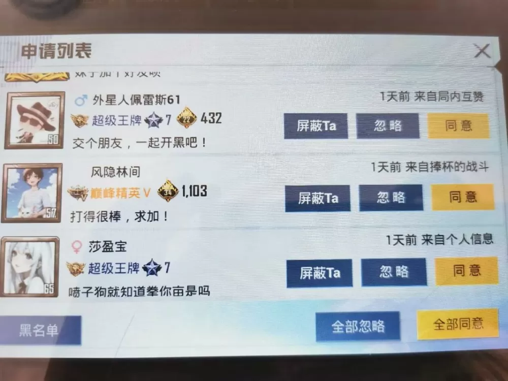和平精英加好友显示来自个人信息