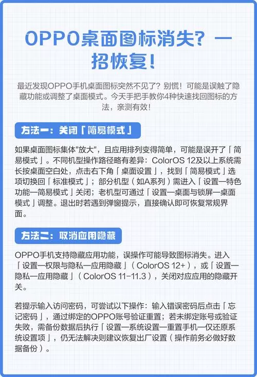 oppo桌面怎么恢复原来的桌面图标