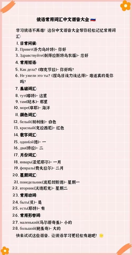 俄语的中文谐音500句