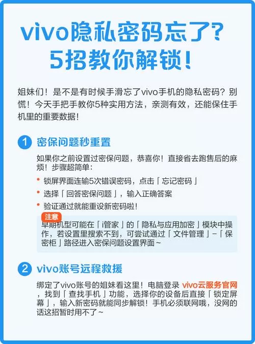 应用隐私密码忘了怎么办vivo手机