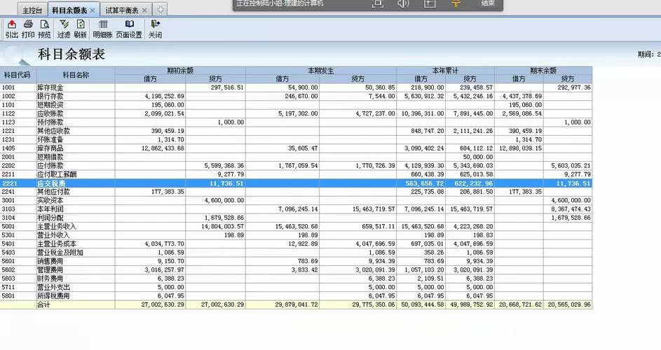 金蝶标准版科目余额表为何不能显示个别科目
