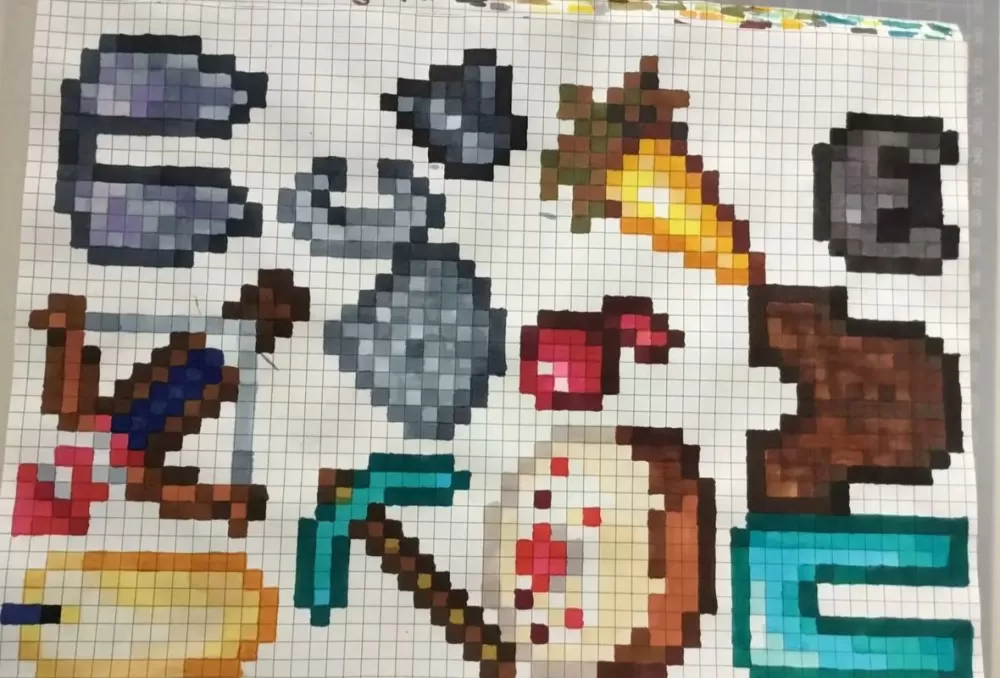 我的世界在方格本上画