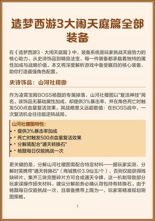 造梦西游3大闹天庭篇装备大全
