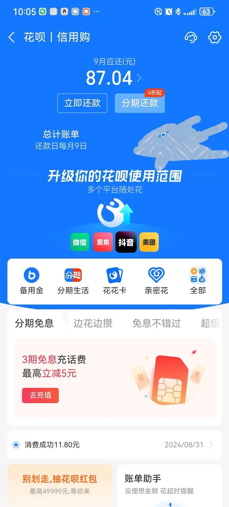 花呗的历史账单记录能删除掉吗