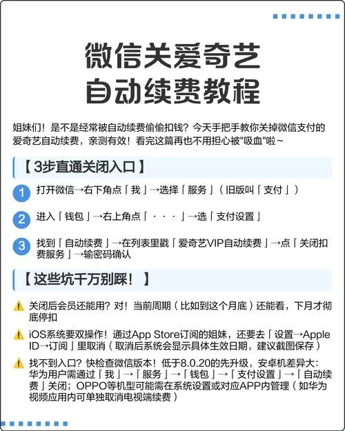 微信怎么解绑爱奇艺自动续费
