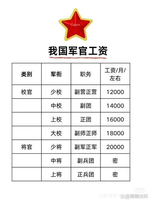 团级干部工资表