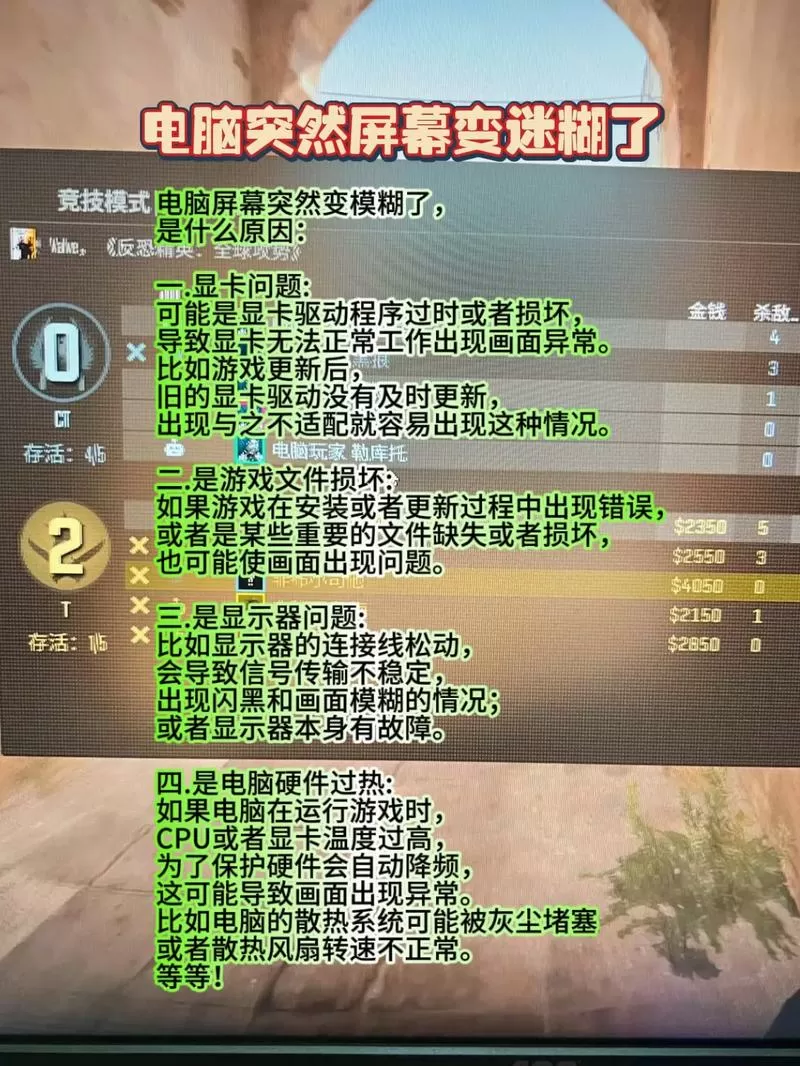 电脑玩游戏画质变模糊了
