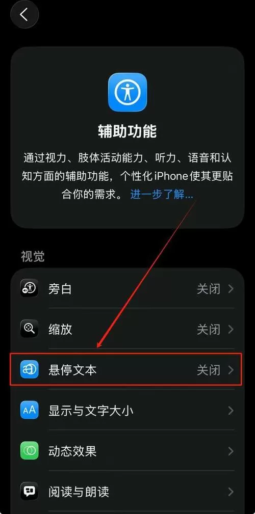 苹果手机悬停文本是什么意思