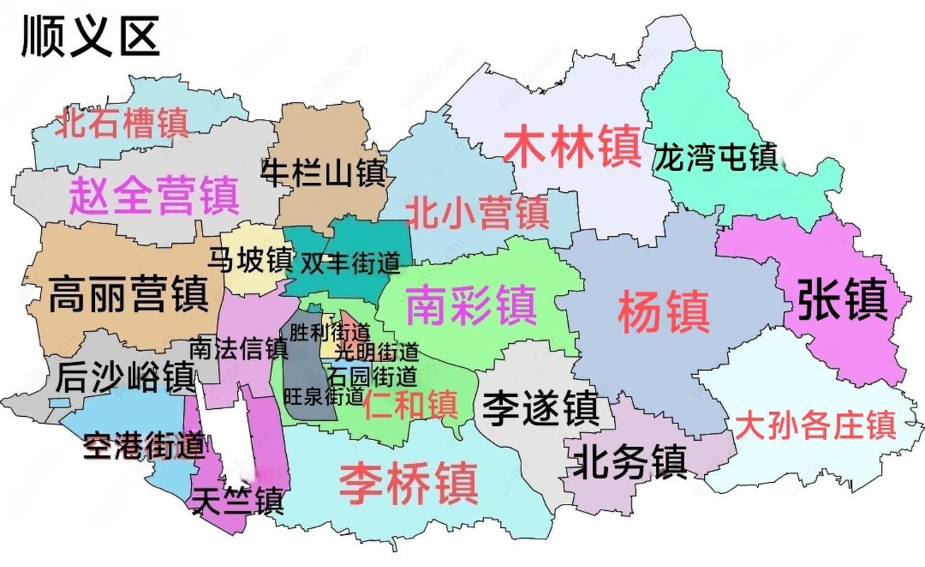 北京市顺义区行政区划图高清版